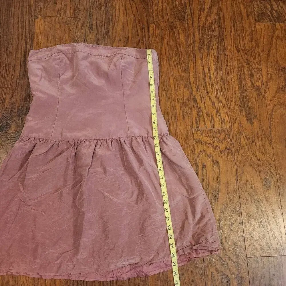 J.Crew Silk Strapless Mini Dress Dusty Rose Mauve Size 12
